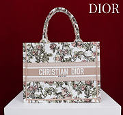 Medium Dior Book Tote Latte Multicolor Rosier de Dior Embroidery - 36x27.5x16.5cm - 1