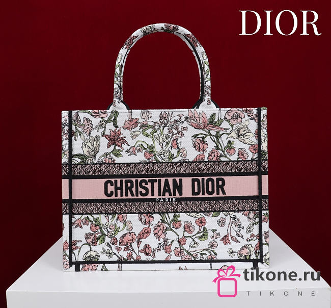 Medium Dior Book Tote Pink Multicolor Millefiori Embroidery - 36x27.5x16.5cm - 1