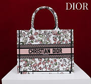 Medium Dior Book Tote Pink Multicolor Millefiori Embroidery - 36x27.5x16.5cm - 1