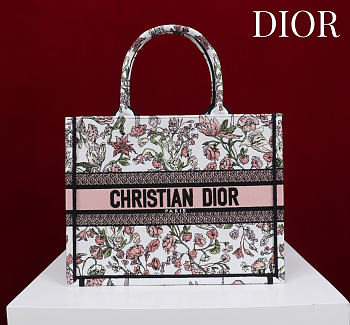Medium Dior Book Tote Pink Multicolor Millefiori Embroidery - 36x27.5x16.5cm
