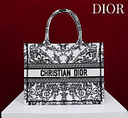 Medium Dior Book Tote Black and White-Tone Dioresque Butterfly Cornely Embroidery - 36x27.5x16.5cm - 2
