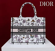 Medium Dior Book Tote Latte Multicolor Butterflies & Iris Embroidery - 36x27.5x16.5cm - 1