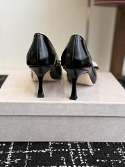 Jimmy Choo Auria 70 Black Soft Spazzolato Pumps with Velvet and Crystal Bow - 4
