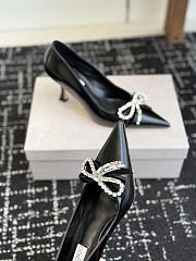 Jimmy Choo Auria 70 Black Soft Spazzolato Pumps with Velvet and Crystal Bow - 3