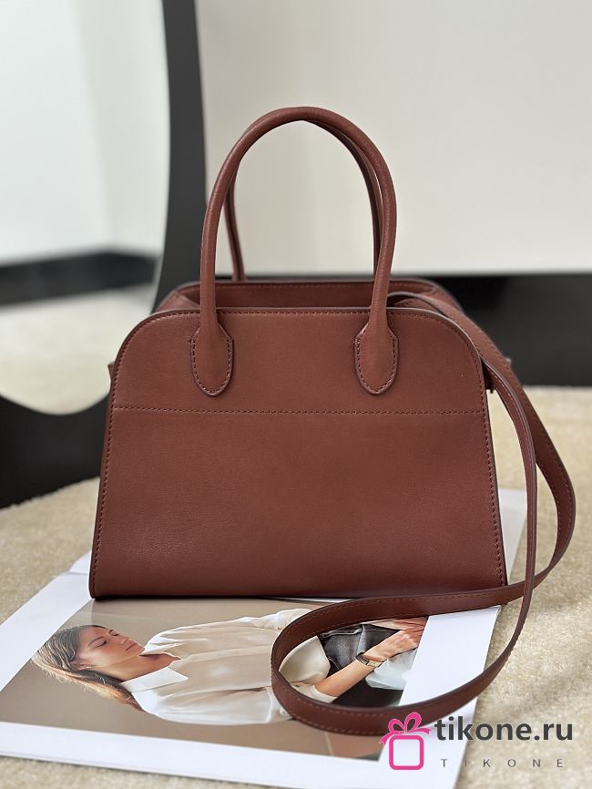 The Row Soft Margaux 10 Bag in Calfskin Leather Brick Brown - 25.5x18x19cm - 1