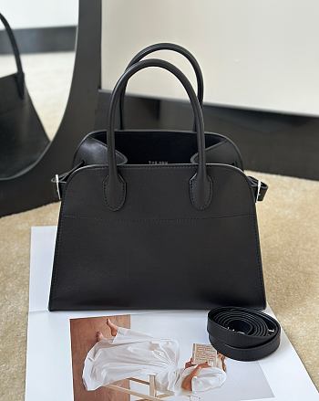 The Row Soft Margaux 10 Bag in Calfskin Leather Black Silver - 25.5x18x19cm