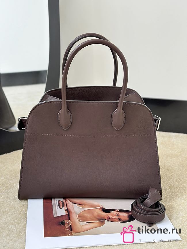 The Row Soft Margaux 12 Bag in Calfskin Leather Chocolate - 30.5x23x19cm - 1