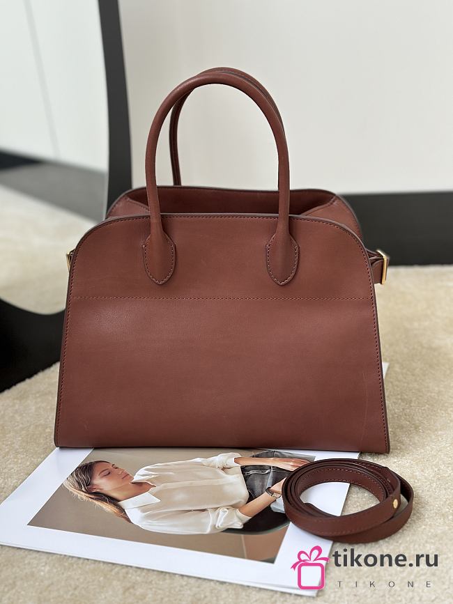 The Row Soft Margaux 12 Bag in Calfskin Leather Brick Brown - 30.5x23x19cm - 1