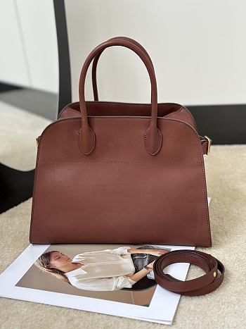 The Row Soft Margaux 12 Bag in Calfskin Leather Brick Brown - 30.5x23x19cm