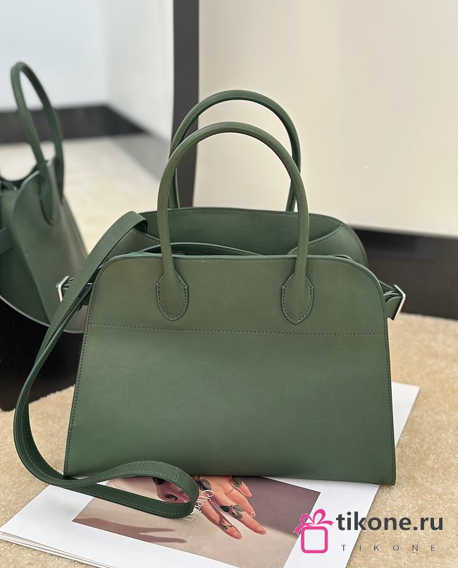 The Row Soft Margaux 12 Bag in Calfskin Leather Forest Green - 30.5x23x19cm - 1