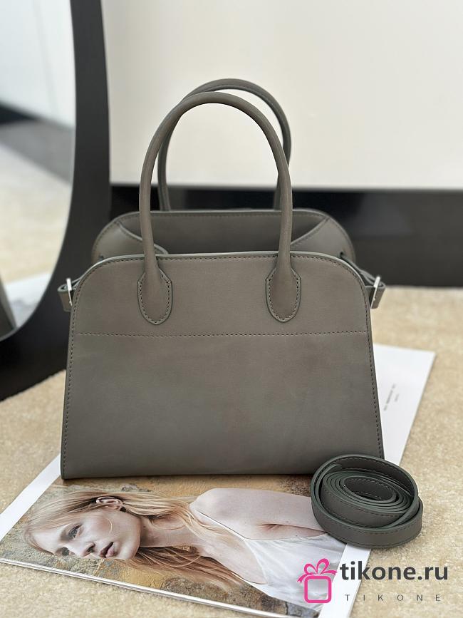 The Row Soft Margaux 10 Bag in Calfskin Leather Taupe Gray - 25.5x18x19cm - 1