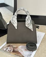 The Row Soft Margaux 10 Bag in Calfskin Leather Taupe Gray - 25.5x18x19cm - 2