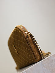 YSL Gaby Zipped Pouch In Quilted Suede Brown - 19x12x3cm - 2