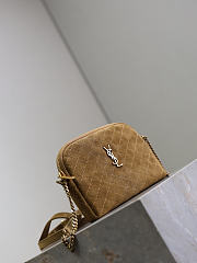 YSL Gaby Zipped Pouch In Quilted Suede Brown - 19x12x3cm - 3