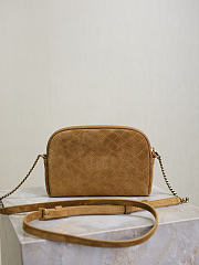 YSL Gaby Zipped Pouch In Quilted Suede Brown - 19x12x3cm - 6