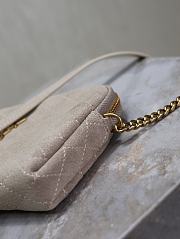 YSL Gaby Zipped Pouch In Quilted Suede Gray - 19x12x3cm - 6