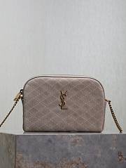 YSL Gaby Zipped Pouch In Quilted Suede Gray - 19x12x3cm - 2