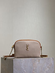 YSL Gaby Zipped Pouch In Canvas Natural - 19x12x3cm - 5