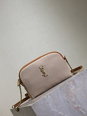 YSL Gaby Zipped Pouch In Canvas Natural - 19x12x3cm - 4
