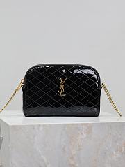 YSL Gaby Zipped Pouch In Quilted Patent Black - 19x12x3cm - 4