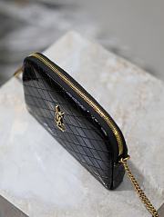 YSL Gaby Zipped Pouch In Quilted Patent Black - 19x12x3cm - 2