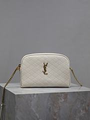 YSL Gaby Zipped Pouch In Quilted Lamskin White - 19x12x3cm - 1