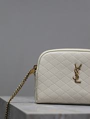 YSL Gaby Zipped Pouch In Quilted Lamskin White - 19x12x3cm - 6
