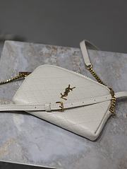 YSL Gaby Zipped Pouch In Quilted Lamskin White - 19x12x3cm - 2