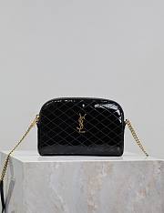 YSL Gaby Zipped Pouch In Quilted Patent Black - 19x12x3cm - 1