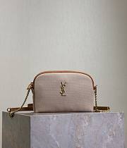 YSL Gaby Zipped Pouch In Canvas Natural - 19x12x3cm - 1