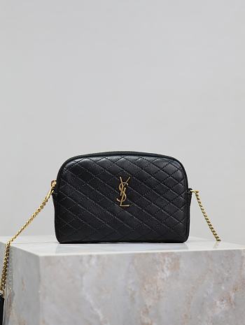 YSL Gaby Zipped Pouch In Quilted Lamskin Black - 19x12x3cm