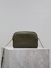 YSL Gaby Zipped Pouch In Quilted Lamskin Green - 19x12x3cm - 1