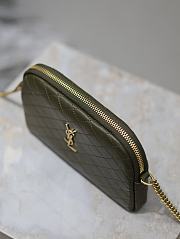 YSL Gaby Zipped Pouch In Quilted Lamskin Green - 19x12x3cm - 5