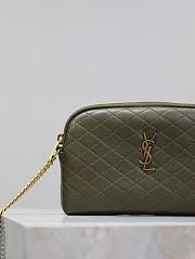 YSL Gaby Zipped Pouch In Quilted Lamskin Green - 19x12x3cm - 3