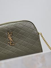 YSL Gaby Zipped Pouch In Quilted Lamskin Green - 19x12x3cm - 2