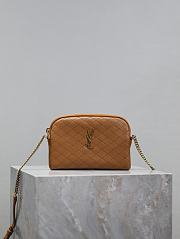YSL Gaby Zipped Pouch In Quilted Lamskin Brown - 19x12x3cm - 1