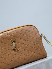 YSL Gaby Zipped Pouch In Quilted Lamskin Brown - 19x12x3cm - 2