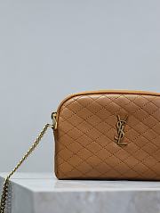YSL Gaby Zipped Pouch In Quilted Lamskin Brown - 19x12x3cm - 4
