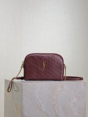 YSL Gaby Zipped Pouch In Quilted Lamskin Burgundy - 19x12x3cm - 1