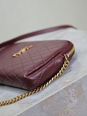 YSL Gaby Zipped Pouch In Quilted Lamskin Burgundy - 19x12x3cm - 3