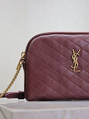 YSL Gaby Zipped Pouch In Quilted Lamskin Burgundy - 19x12x3cm - 2