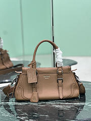 Prada Large Leather Tote Bag In Irregular Grain Brown 1BG604 - 35×22×11cm - 6