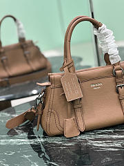Prada Large Leather Tote Bag In Irregular Grain Brown 1BG604 - 35×22×11cm - 3
