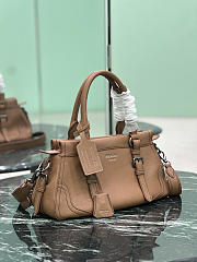 Prada Large Leather Tote Bag In Irregular Grain Brown 1BG604 - 35×22×11cm - 2