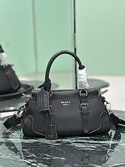 Prada Large Leather Tote Bag In Irregular Grain Black 1BG604 - 35×22×11cm - 6