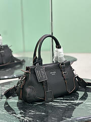 Prada Large Leather Tote Bag In Irregular Grain Black 1BG604 - 35×22×11cm - 5