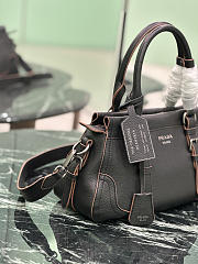 Prada Large Leather Tote Bag In Irregular Grain Black 1BG604 - 35×22×11cm - 4