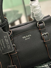 Prada Large Leather Tote Bag In Irregular Grain Black 1BG604 - 35×22×11cm - 2