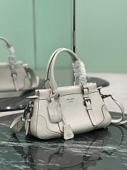 Prada Large Leather Tote Bag In Irregular Grain White 1BG604 - 35×22×11cm - 4