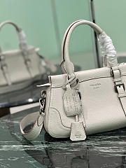 Prada Large Leather Tote Bag In Irregular Grain White 1BG604 - 35×22×11cm - 2